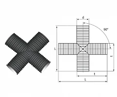 Крестовина гофрированная канализационная 230/200 пэ SN8/SN6